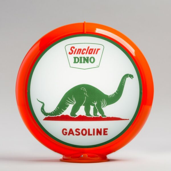 Sinclair Dino on Land 13.5" Gas Pump Globe with orange plastic body