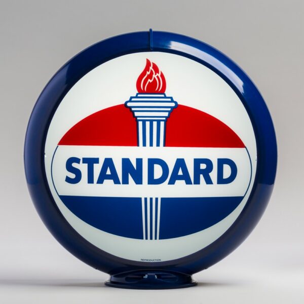 Standard Oval 13.5" Gas Pump Globe with dark blue plastic body