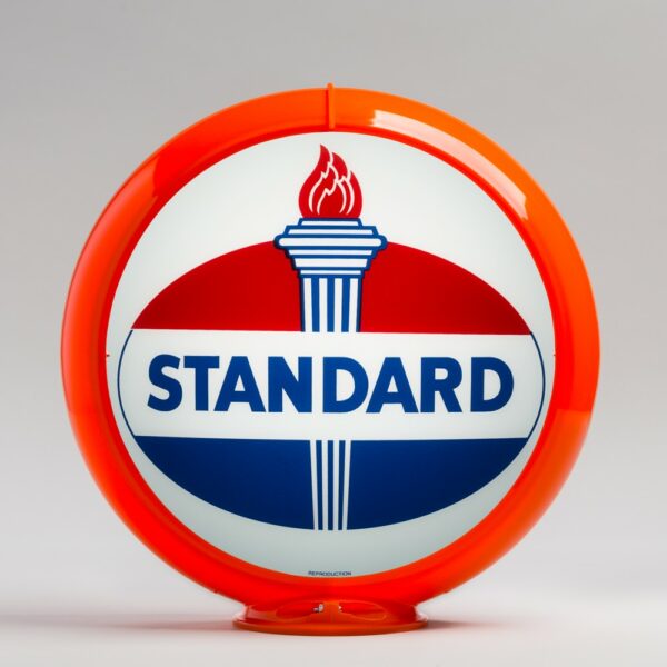 Standard Oval 13.5" Gas Pump Globe with orange plastic body