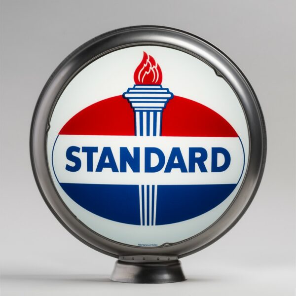 Standard Oval 13.5" Gas Pump Globe with unpainted steel body