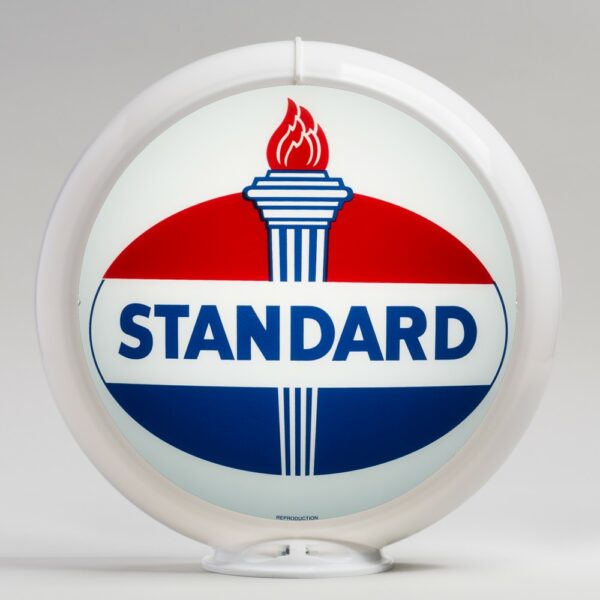 Standard Oval 13.5" Gas Pump Globe with white plastic body