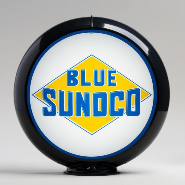 Blue Sunoco 13.5" Gas Pump Globe with black plastic body