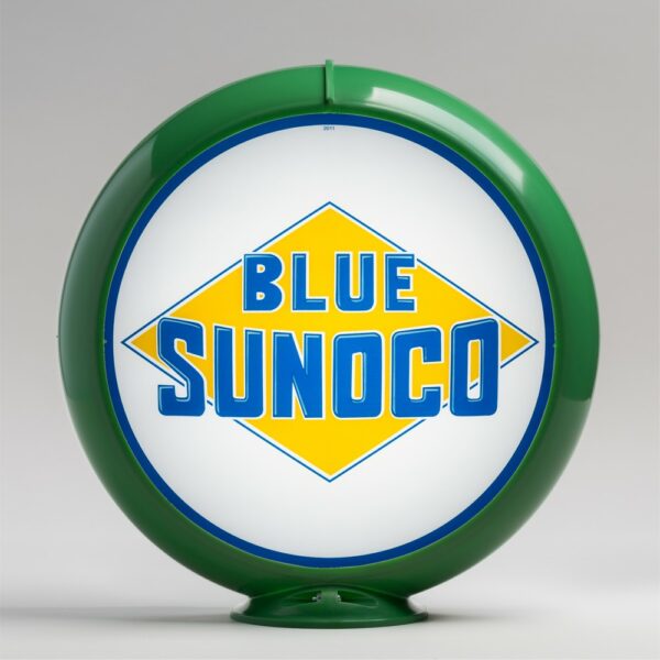 Blue Sunoco 13.5" Gas Pump Globe with green plastic body