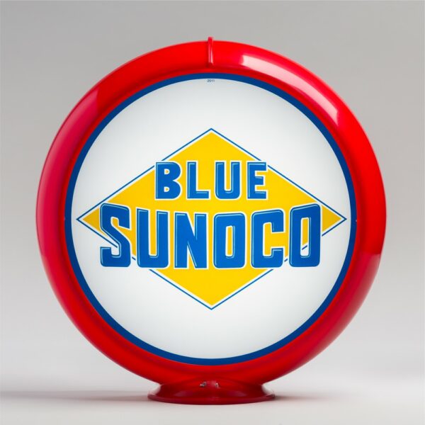 Blue Sunoco 13.5" Gas Pump Globe with red plastic body