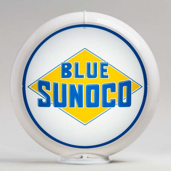 Blue Sunoco 13.5" Gas Pump Globe with white plastic body