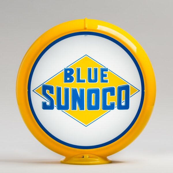 Blue Sunoco 13.5" Gas Pump Globe with yellow plastic body