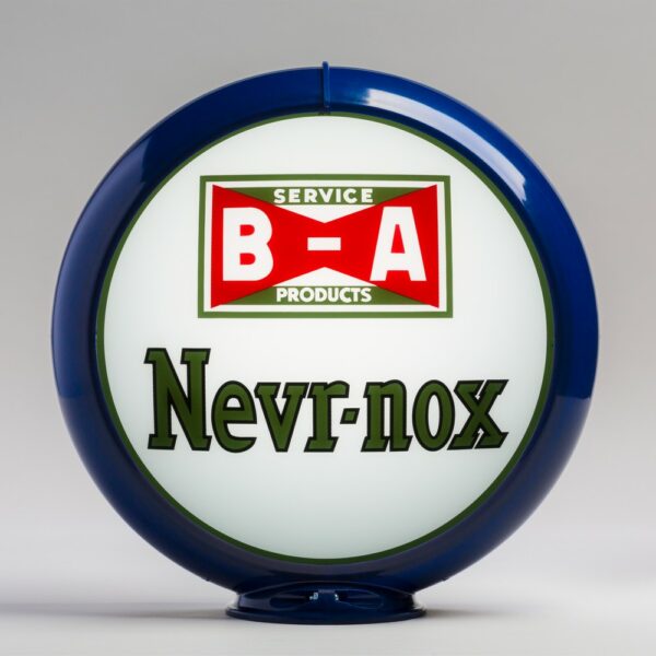 B/A Nevr-Nox 13.5" Gas Pump Globe with dark blue plastic body