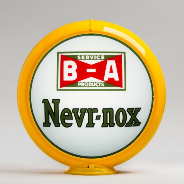 B/A Nevr-Nox 13.5" Gas Pump Globe with yellow plastic body