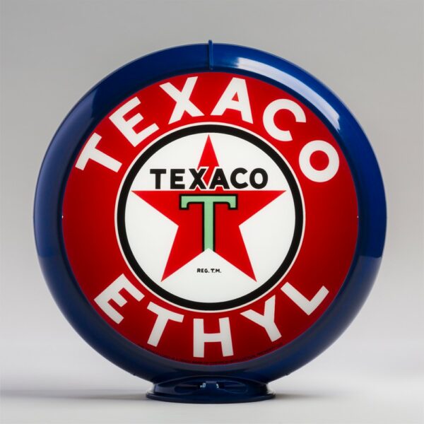 Texaco Ethyl 13.5" Gas Pump Globe with dark blue plastic body