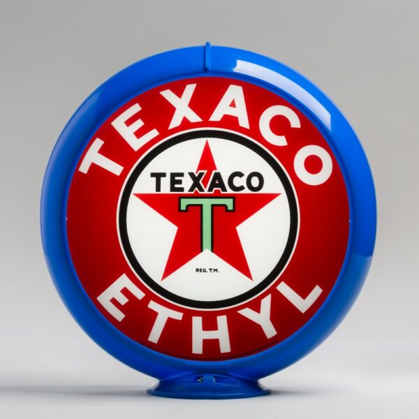 Texaco Ethyl 13.5" Gas Pump Globe with light blue plastic body