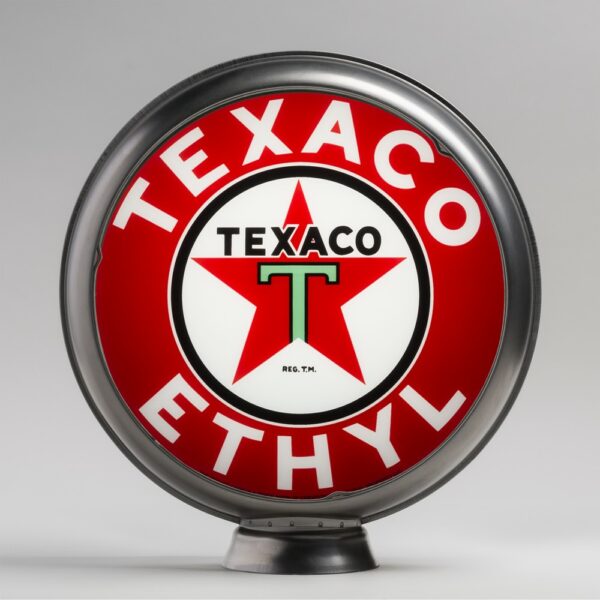 Texaco Ethyl 13.5" Gas Pump Globe with unpainted steel body