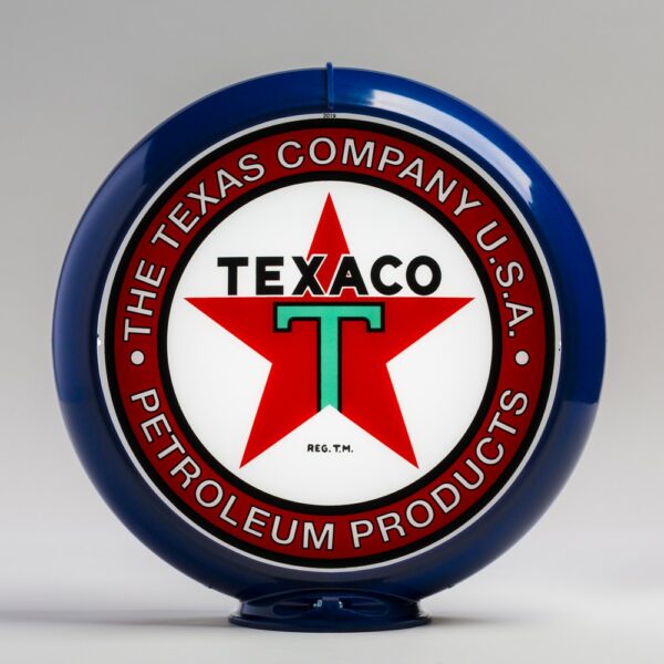 Texaco Products 13.5" Gas Pump Globe with dark blue plastic body