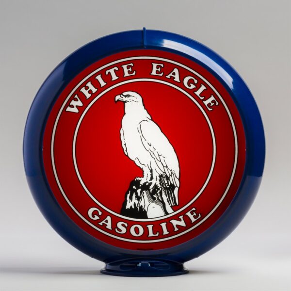 White Eagle 13.5" Gas Pump Globe with dark blue plastic body