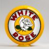 White Rose Flower 13.5" Gas Pump Globe with yellow plastic body
