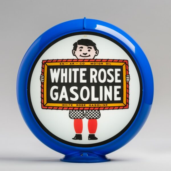 White Rose Boy 13.5" Gas Pump Globe with light blue plastic body