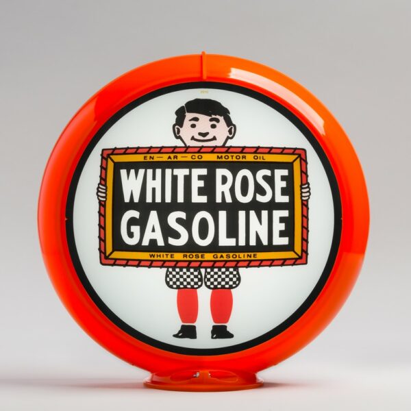 White Rose Boy 13.5" Gas Pump Globe with orange plastic body