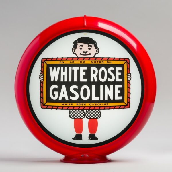 White Rose Boy 13.5" Gas Pump Globe with red plastic body