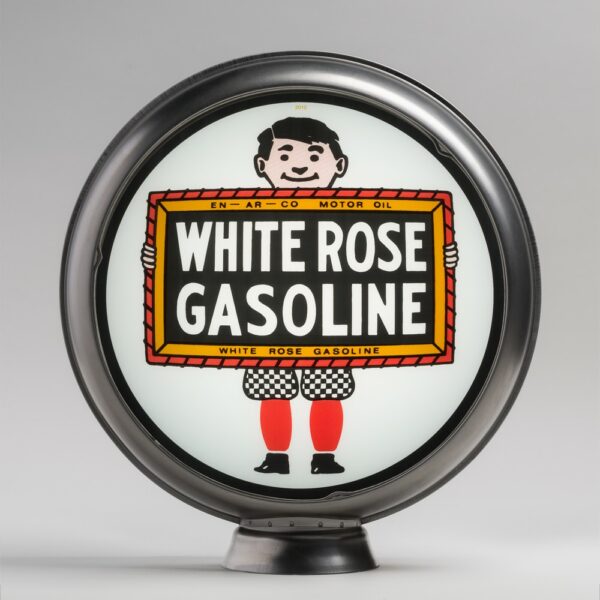 White Rose Boy 13.5" Gas Pump Globe with unpainted steel body