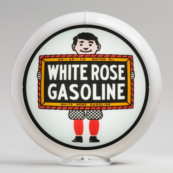 White Rose Boy 13.5" Gas Pump Globe with white plastic body