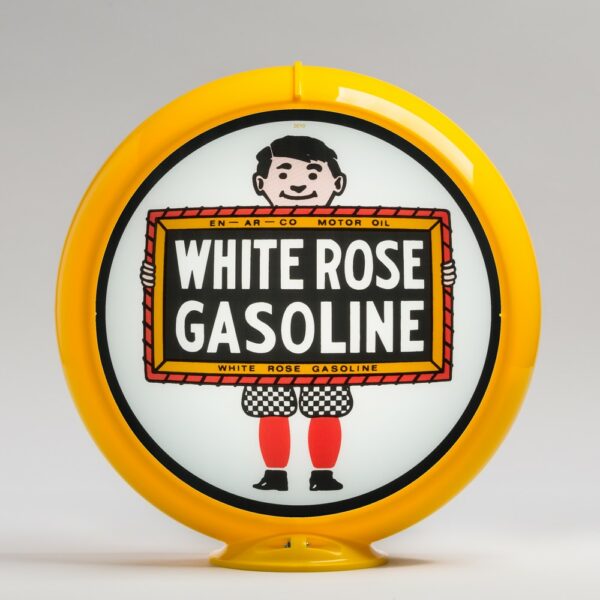 White Rose Boy 13.5" Gas Pump Globe with yellow plastic body