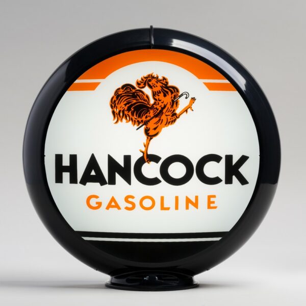 Hancock Gasoline 13.5" Gas Pump Globe with black plastic body