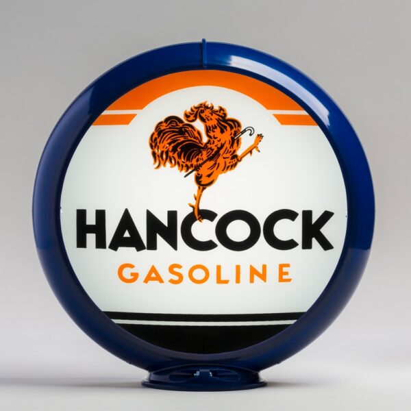 Hancock Gasoline 13.5" Gas Pump Globe with dark blue plastic body