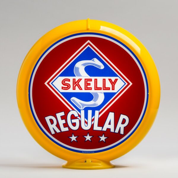 Skelly Regular 13.5" Gas Pump Globe with yellow plastic body