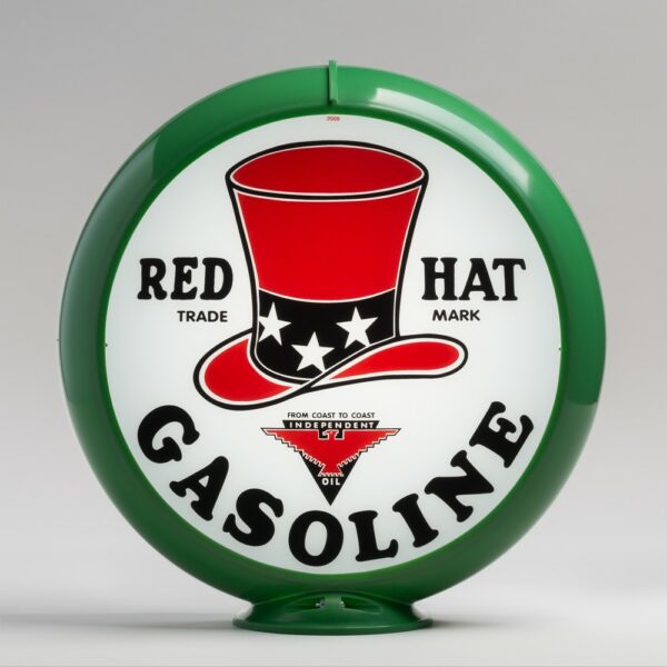 Red Hat Gasoline 13.5" Gas Pump Globe with green plastic body