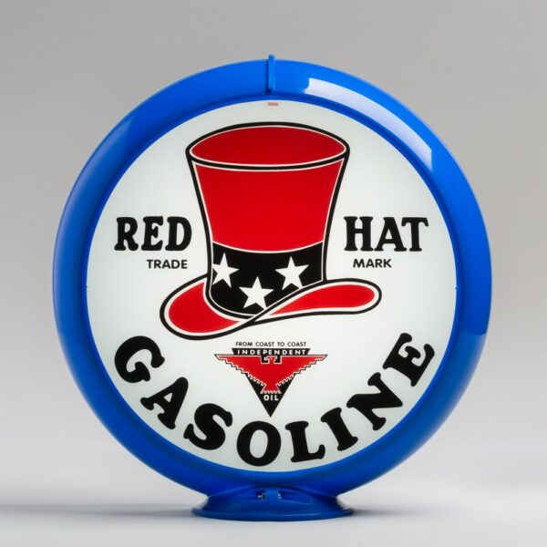 Red Hat Gasoline 13.5" Gas Pump Globe with light blue plastic body