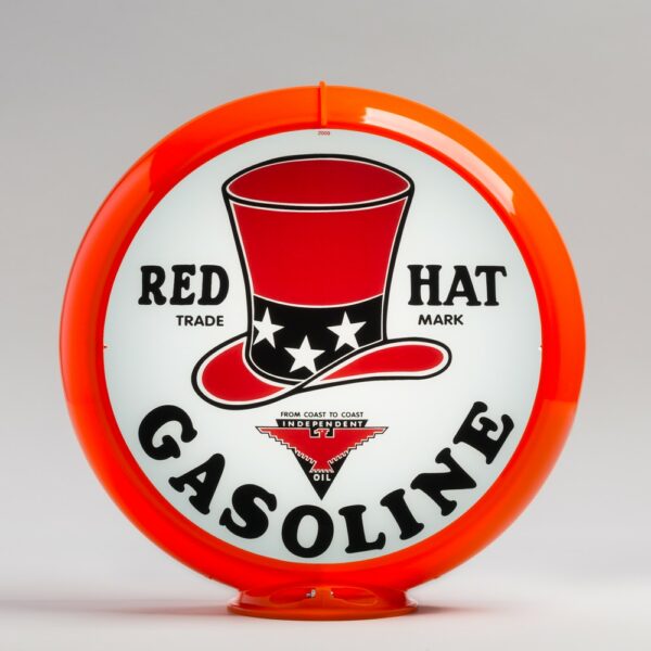 Red Hat Gasoline 13.5" Gas Pump Globe with orange plastic body