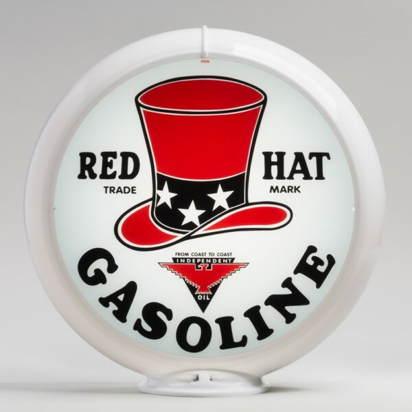 Red Hat Gasoline 13.5" Gas Pump Globe with white plastic body