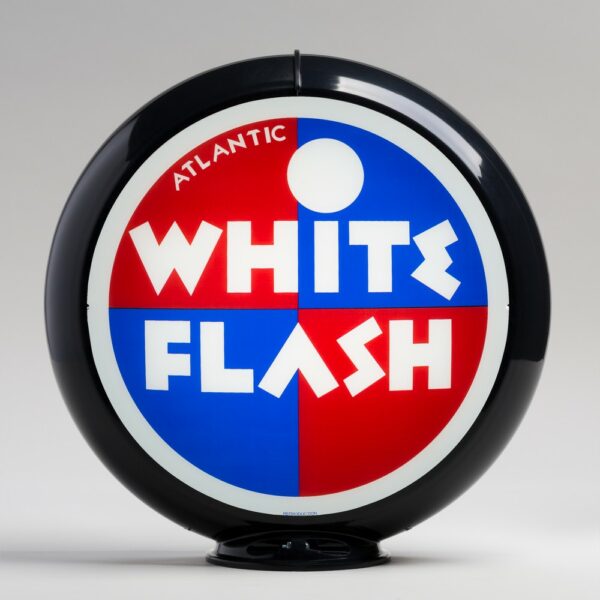 Atlantic White Flash 13.5" Gas Pump Globe with black plastic body