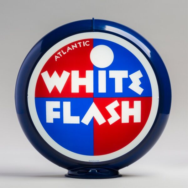 Atlantic White Flash 13.5" Gas Pump Globe with dark blue plastic body