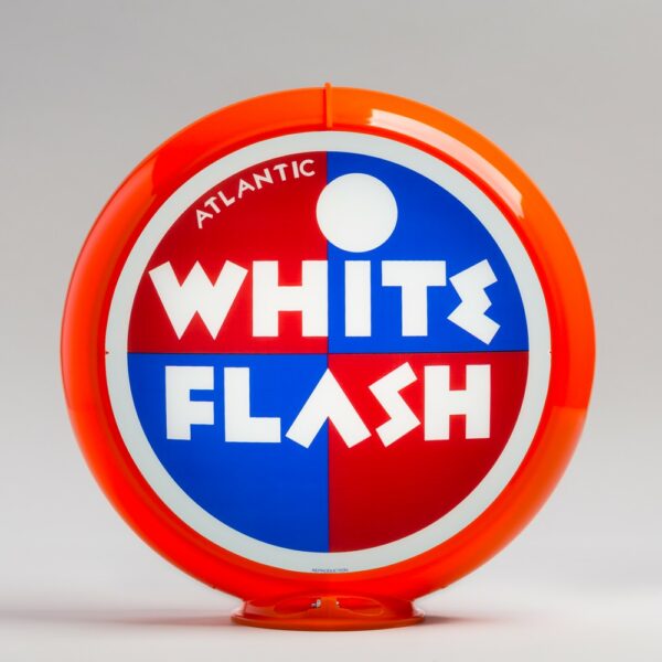 Atlantic White Flash 13.5" Gas Pump Globe with orange plastic body