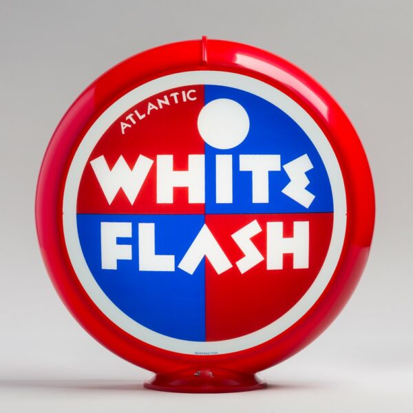 Atlantic White Flash 13.5" Gas Pump Globe with red plastic body