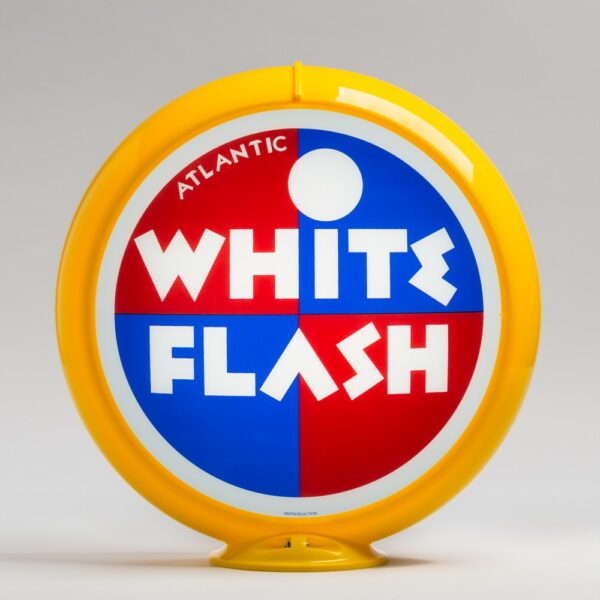 Atlantic White Flash 13.5" Gas Pump Globe with yellow plastic body