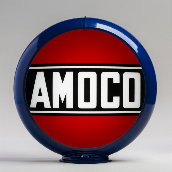 Amoco 13.5" Gas Pump Globe with dark blue plastic body