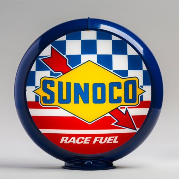 Sunoco Racing Gasoline 13.5" Gas Pump Globe with dark blue plastic body