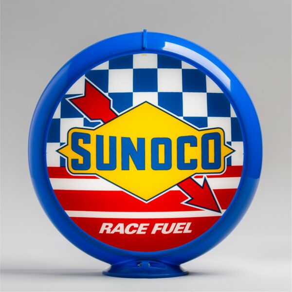 Sunoco Racing Gasoline 13.5" Gas Pump Globe with light blue plastic body