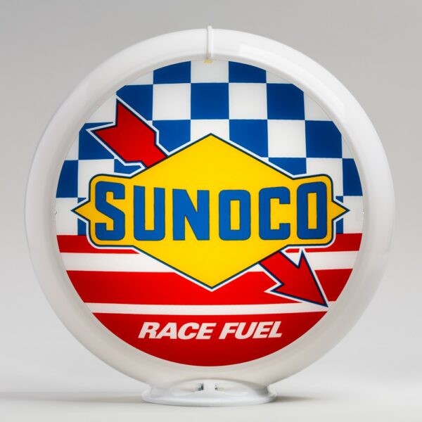 Sunoco Racing Gasoline 13.5" Gas Pump Globe with white plastic body