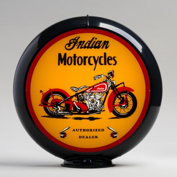 Indian M.C. (Motorcycle) 13.5" Gas Pump Globe with black plastic body