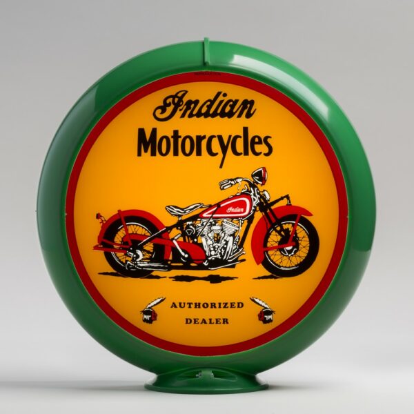 Indian M.C. (Motorcycle) 13.5" Gas Pump Globe with green plastic body