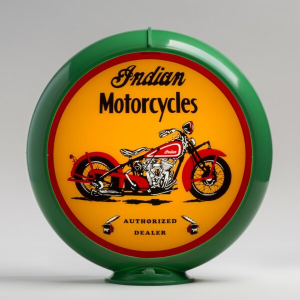 Indian M.C. (Motorcycle) 13.5" Gas Pump Globe with green plastic body