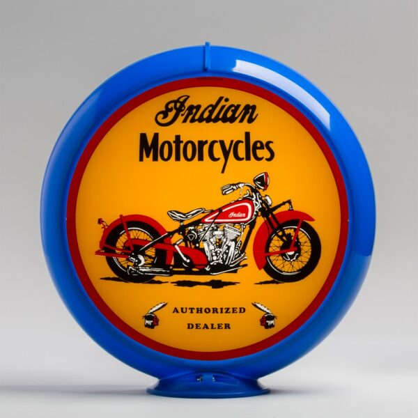 Indian M.C. (Motorcycle) 13.5" Gas Pump Globe with light blue plastic body