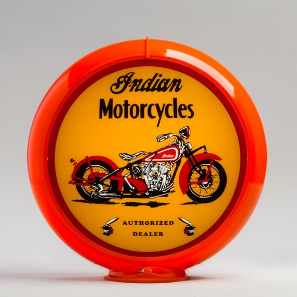 Indian M.C. (Motorcycle) 13.5" Gas Pump Globe with orange plastic body