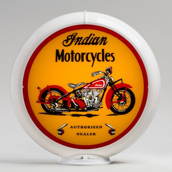 Indian M.C. (Motorcycle) 13.5" Gas Pump Globe with white plastic body