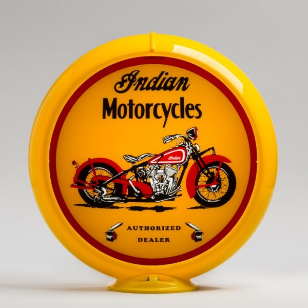 Indian M.C. (Motorcycle) 13.5" Gas Pump Globe with yellow plastic body