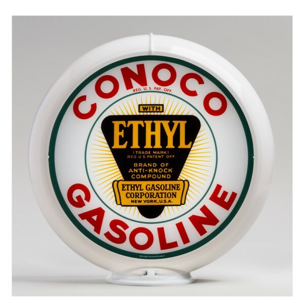 Conoco Ethyl Triangle 13.5" Gas Pump Globe with white plastic body