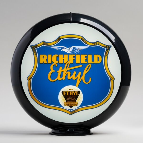 Richfield Ethyl 13.5" Gas Pump Globe with black plastic body