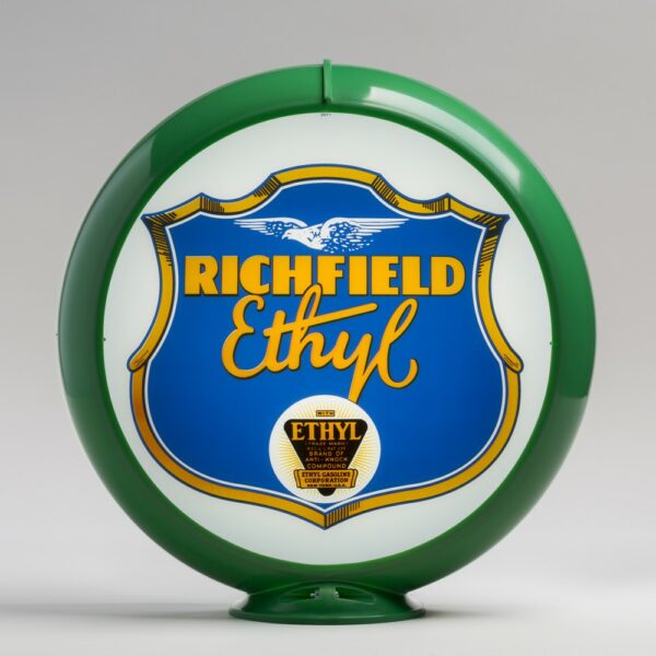 Richfield Ethyl 13.5" Gas Pump Globe with green plastic body